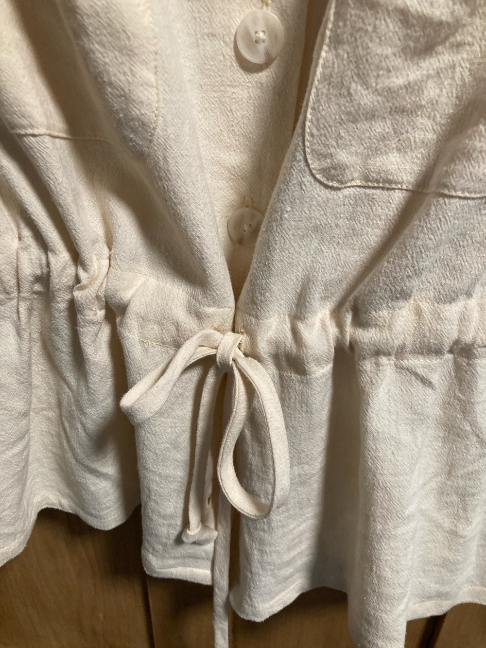 Madewell Ivory Button-Front Drawstring Waist Shirt - Picture 2 of 4